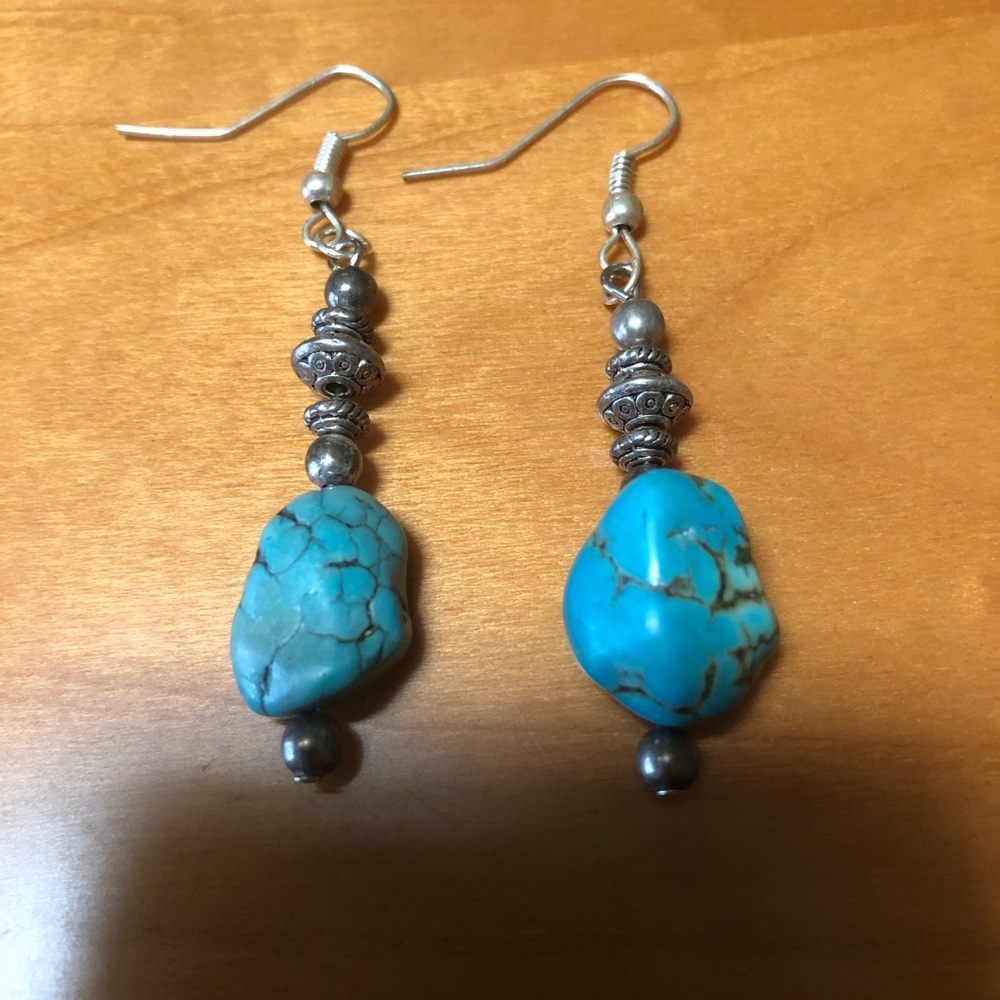 Earrings. Turquoise silver like .